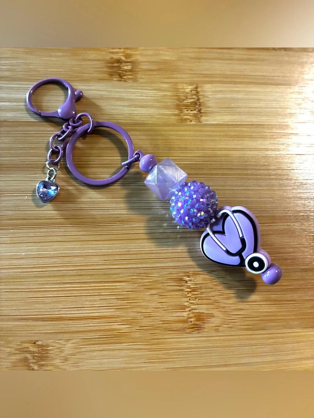 Purple Heart Stethoscope Keychain & Bag Charm